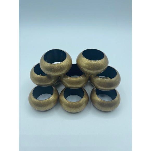 Elegant Gold Glittery Napkin Rings - Polypropylene, Metallic Lacquer - SET OF 11 - Picture 4 of 6